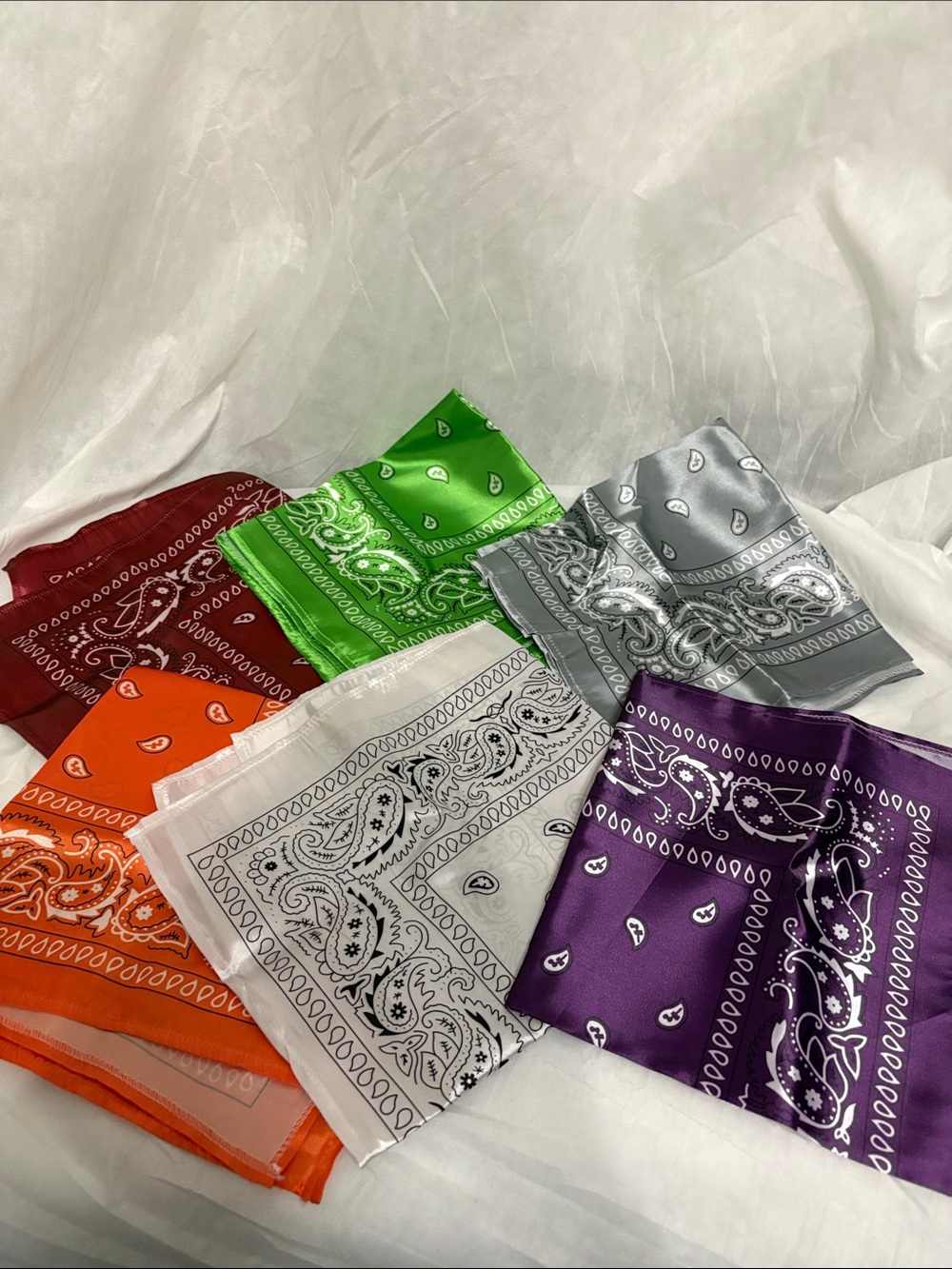 Satin like Paisley Bandanna Print Scarves bundle of 6